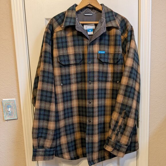 Columbia Rugged Wool Blend Fleece Lined Shirt Jacket Large - Picture 1 of 13